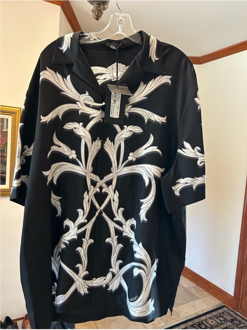 Men’s Versace ACANTHUS LEAVES silk vacation shirt size 4XL/58 made Italy